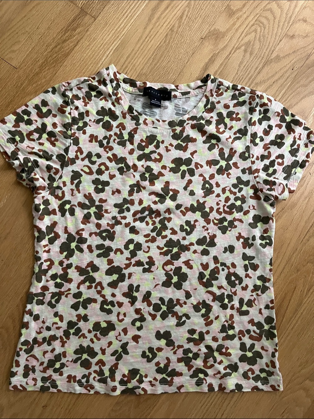 Sanctuary Light Pink Tee with Olive Green & Rust Floral Print